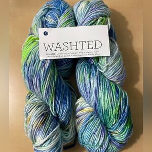 Malabrigo Washted Worsted Yarn in Blue and Green hand dyed 2 skeins bundle